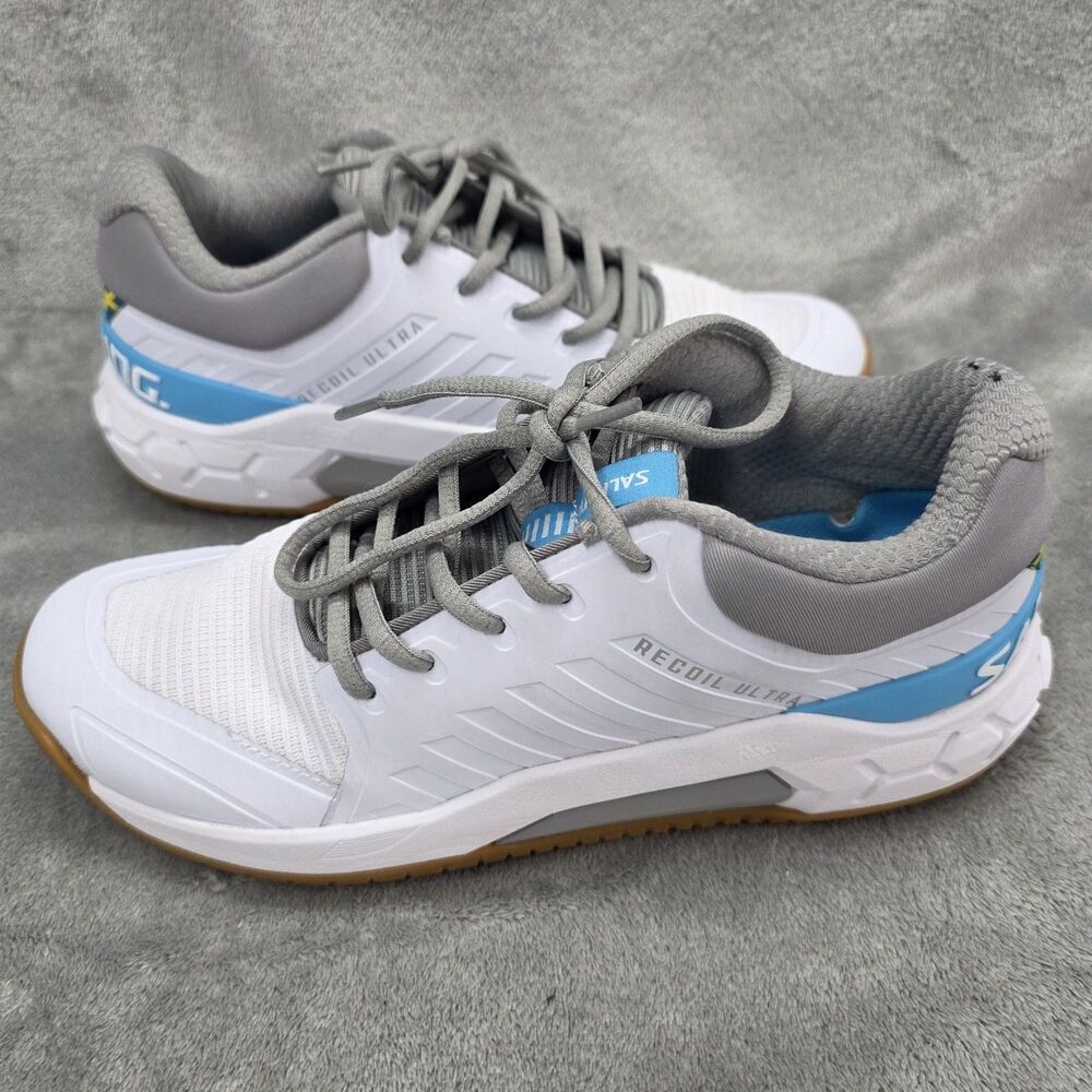 SALMING RECOIL ULTRA INDOOR / SQUASH SHOES (WHT/GRAY) Size 9